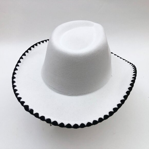 Jen & Co. Oakley Contrast Cowgirl Hat White With Black Trim Size Med-Large main image 7